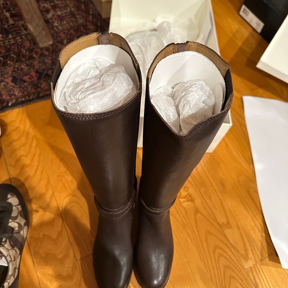 (brand new in box) Coach Pencey Soft Milled Leather Tall Boots - Brown US6 - Picture 4 of 7